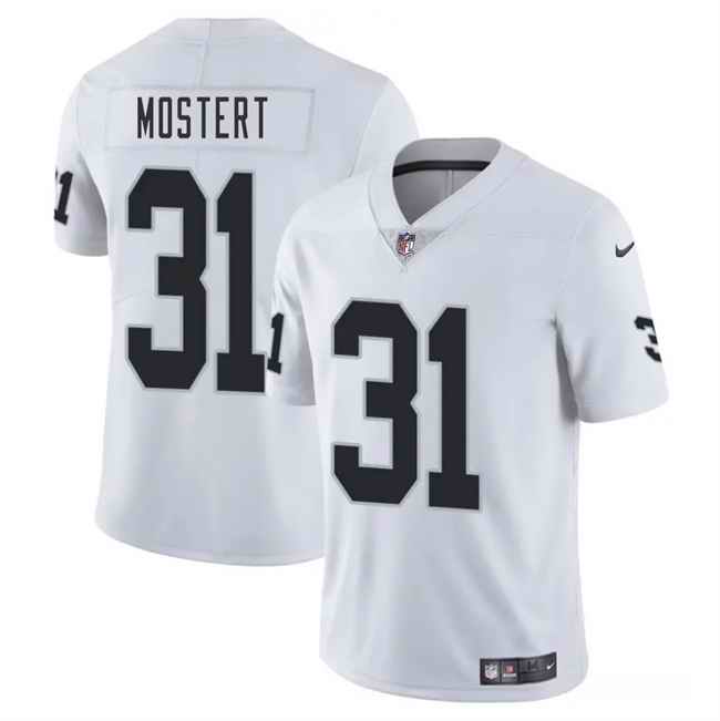 Men's Las Vegas Raiders #31 Raheem Mostert White 2025 Vapor Stitched Football Jersey